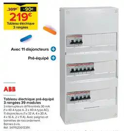 Castorama Tableau électrique pré-équipé 3 rangées 39 modules offre