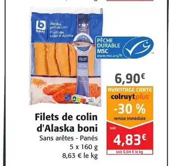 Colruyt Filets De Colin D'Alaska Boni offre