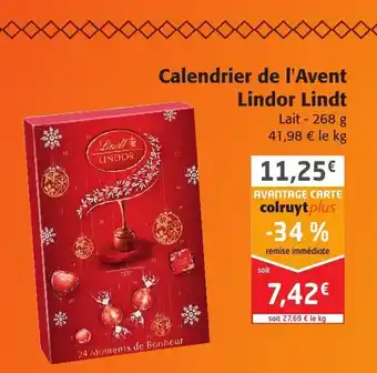 Colruyt Calendrier De L'Avent Lindor Lindt offre