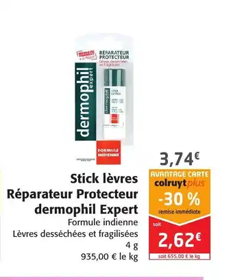 Colruyt Stick Lévres Réparateur Protecteur Dermophil Expert offre