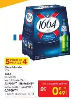 Auchan Supermarché Kronenbourg 1664 - bière blonde offre