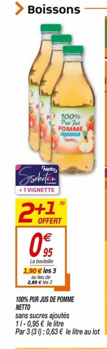 Netto 100% Pur Jus De Pomme Netto offre