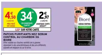Intermarché Hyper Patchs purifiants nez sebum control au charbon x6 biore offre