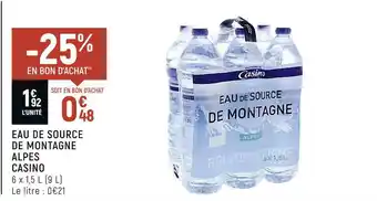 Casino eau de source de montagne alpes