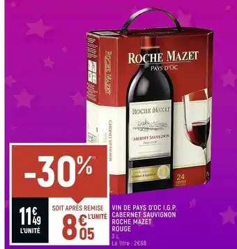 Petit Casino Roche mazet vin de pays d’oc i.g.p. cabernet sauvignon rouge offre