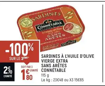 Connétable sardines à l’huile d’olive vierge extra sans arêtes