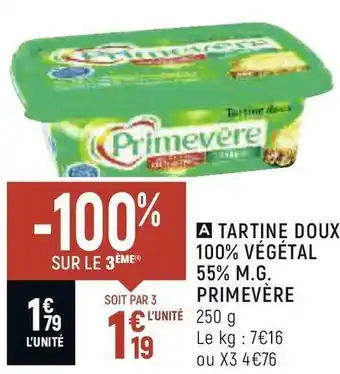 Spar Primevère tartine doux 100% végétal 55% m.g. offre
