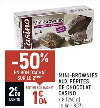 Casino mini-brownies aux pépites de chocolat
