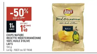 Petit Casino Lay’s chips nature recette méditerranéenne 100% huile d’olive offre