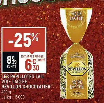 Spar Révillon chocolatier les papillotes lait voie lactée offre