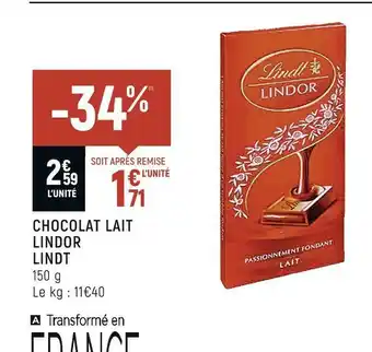 Spar Lindt chocolat lait lindor offre