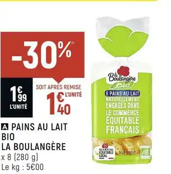 Spar La boulangère pains au lait bio offre