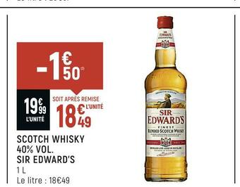 Spar Sir edward’s scotch whisky 40% vol. offre