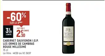 Spar Les ormes de cambras cabernet sauvignon i.g.p. rouge millésimé offre