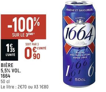 Spar 1664 bière 5,5% vol. offre