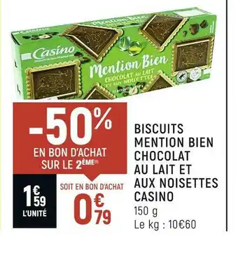 Spar Casino biscuits mention bien chocolat au lait et aux noisettes offre