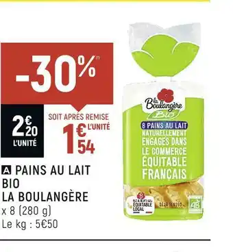 Spar La boulangère pains au lait bio offre