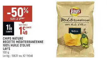 Spar Lay’s chips nature recette méditerranéenne 100% huile d’olive offre
