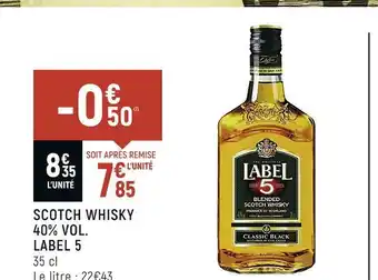 Spar Label 5 scotch whisky 40% vol. offre