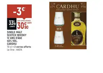 Spar Cardhu single malt scotch whisky 12 ans d’âge 40% vol. offre