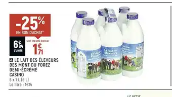 Casino le lait des éleveurs des mont du forez demi-écrémé