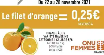 Spar Bon plan sur l'orange à jus variété naveline catégorie 1 calibre 5/6 offre