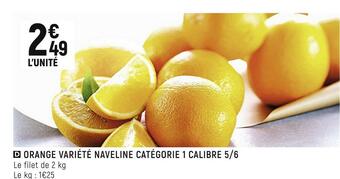 Spar Orange variété naveline catégorie 1 calibre 5/6 offre