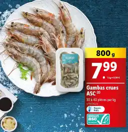 Lidl Gambas crues ASC offre