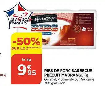 Bi1 Ribs De Porc Barbecue Précuit Madrange offre
