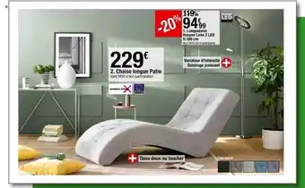 BUT Lampadaire Liseuse Lana 2 Led, Chaise Longue Patio offre