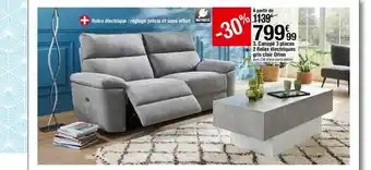 BUT Canapé 3 Places 2 Relax électriques Gris Clair Orion offre
