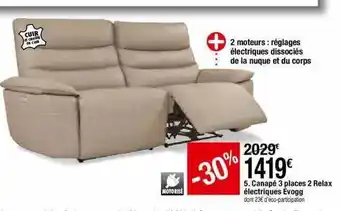 BUT Canapé 3 Places 2 Relax électriques Evogg offre