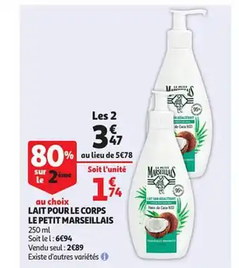 Auchan Lait Pour Le Corps Le Petit Marseillais offre