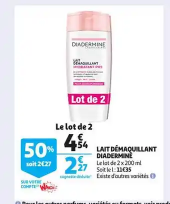 Auchan Lait Démaquillant Diadermine offre