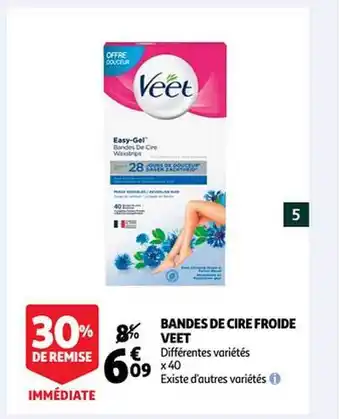 Auchan Bandes De Cire Froide Veet offre