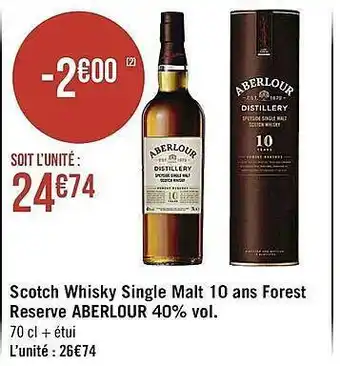 Casino Supermarchés Scotch Whisky Single Malt 10 Ans Forest Reserve Aberlour 40% Vol. offre