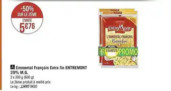Casino Supermarchés Emmental Français Extra Fin Entremont 29% M.g. offre