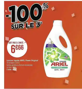 Casino Supermarchés Lessive Liquide Ariel Power Original offre