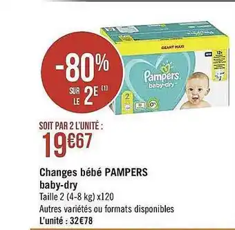 Casino Supermarchés Changes Bébé Pampers Baby-dry offre