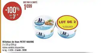 Géant Casino Rillettes De Thon Petit Navire offre