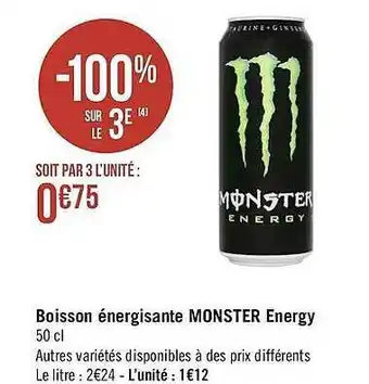 Géant Casino Boisson énergisante Monster Energy offre