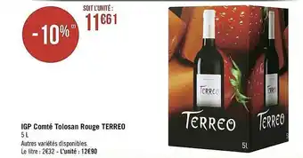Géant Casino Igp Comté Tolosan Rouge Terreo offre