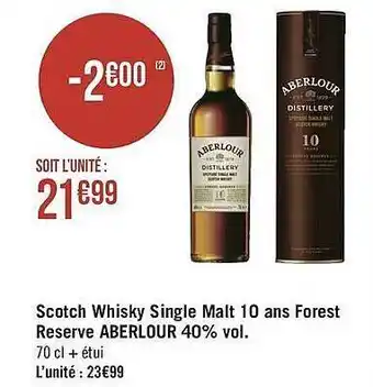 Géant Casino Scotch Whisky Single Malt 10 Ans Forest Reserve Aberlour 40% Vol. offre