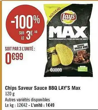 Géant Casino Chips Saveur Sauce Bbq Lay's Max offre