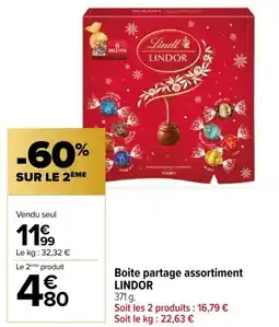 Carrefour LINDOR Boite partage assortiment offre