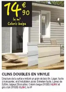 Chretien Matériaux Clins doubles en vinyle offre