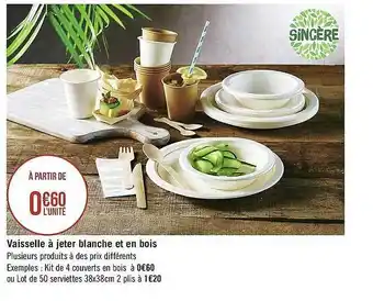 Géant Casino Vaisselle à Jeter Blanche Et En Bois offre