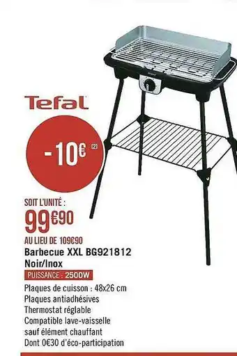 Géant Casino Barbecue Xxl Bg921812 Noir-inox Tefal offre