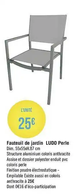 Géant Casino Fauteuil De Jardin Ludo Perle offre