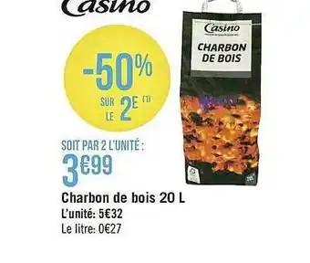 Géant Casino Charbon De Bois 20 L offre